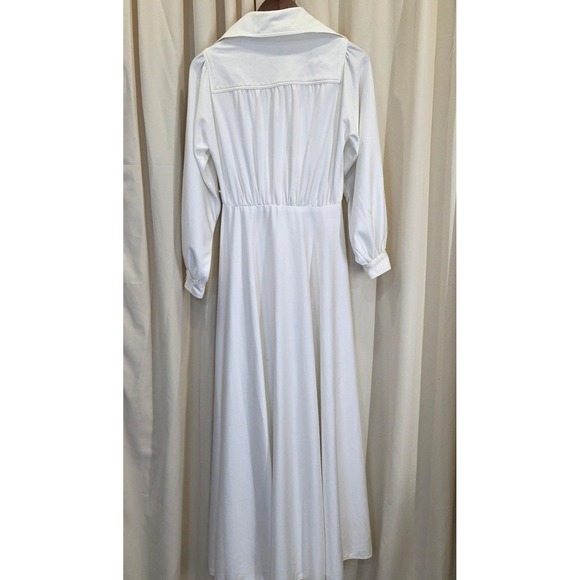 Neiman Marcus vintage Maxi Dress Long Sleeve Button Front‎ Collared White xs/sm - Picture 5 of 11